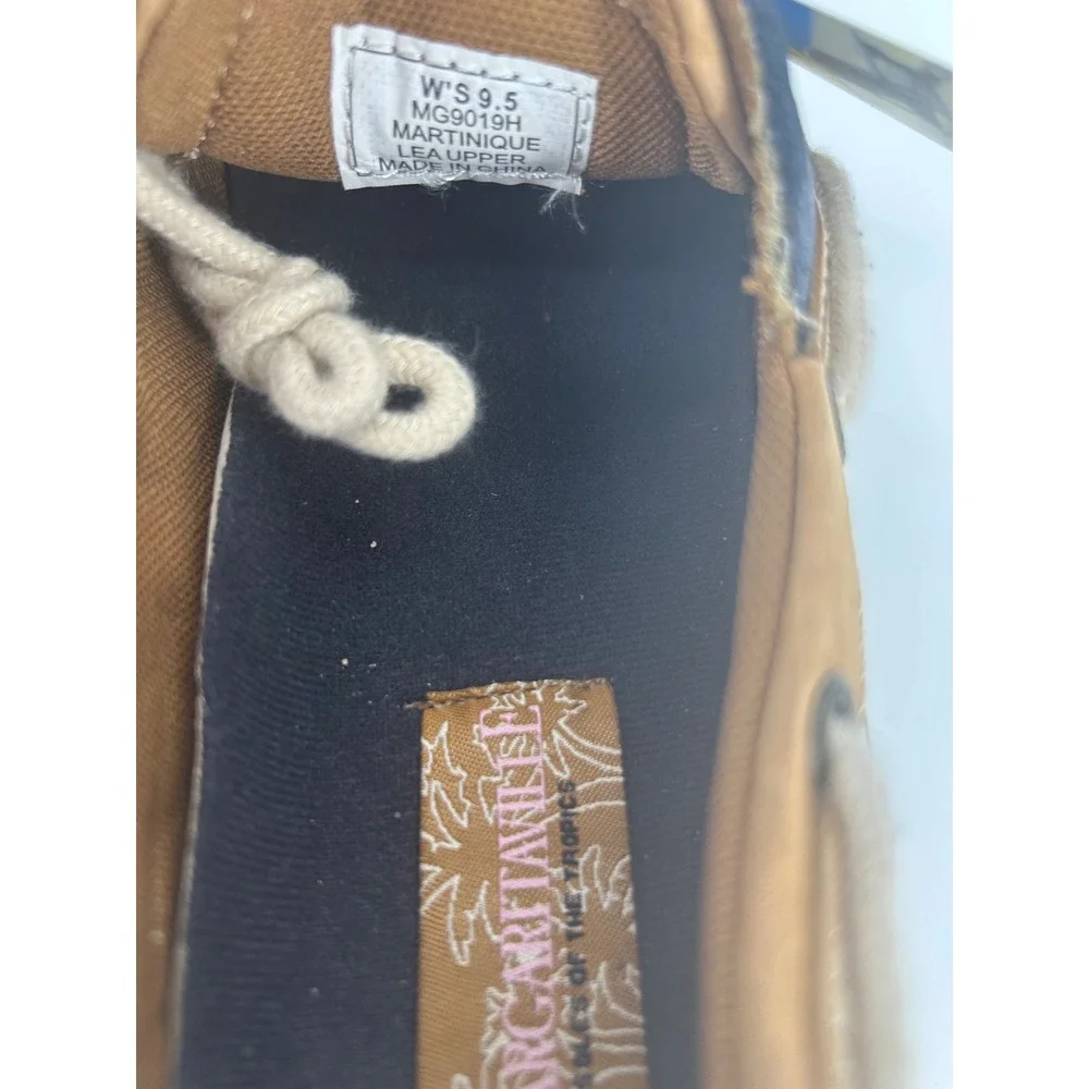 Margaritaville Martinique Leather Boat Shoes Tan Brown MG9019H Mens 8 Wms 9.5